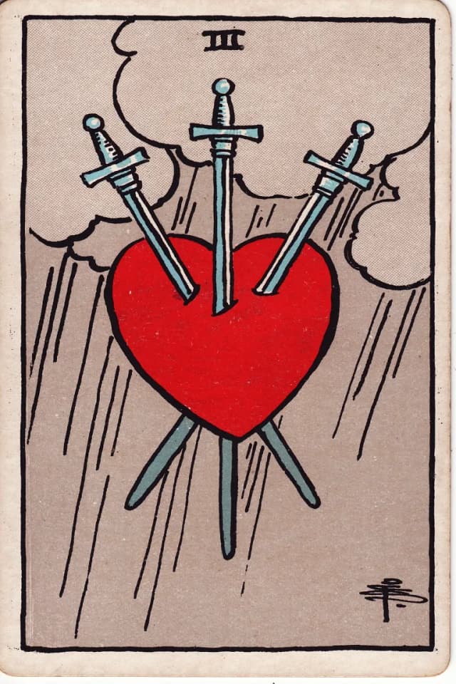Карта Таро 3 Мечей